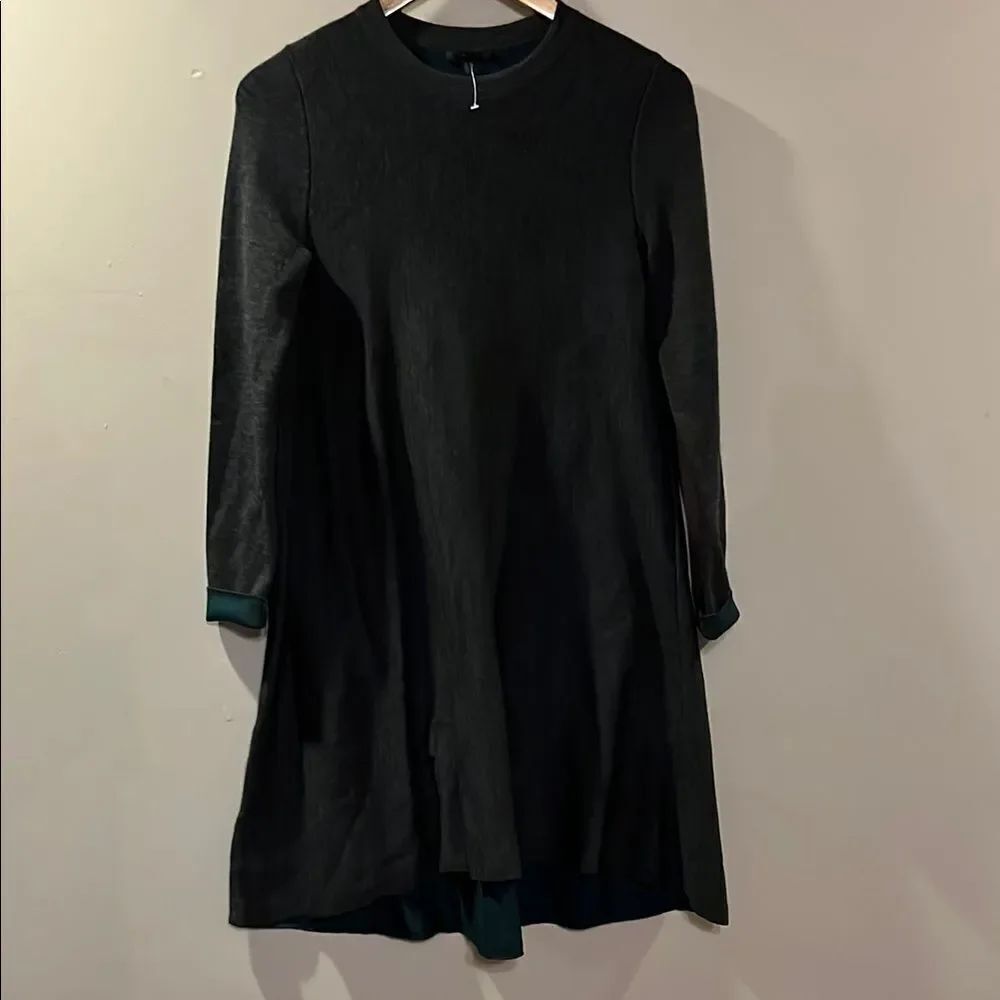 COS Charcoal Dress with Green Accents